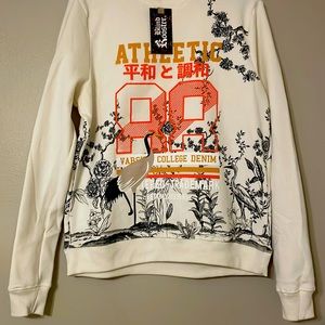 **New** Blind Rooster- Athletic Varsity College Denim Graphic Sweatshirt
